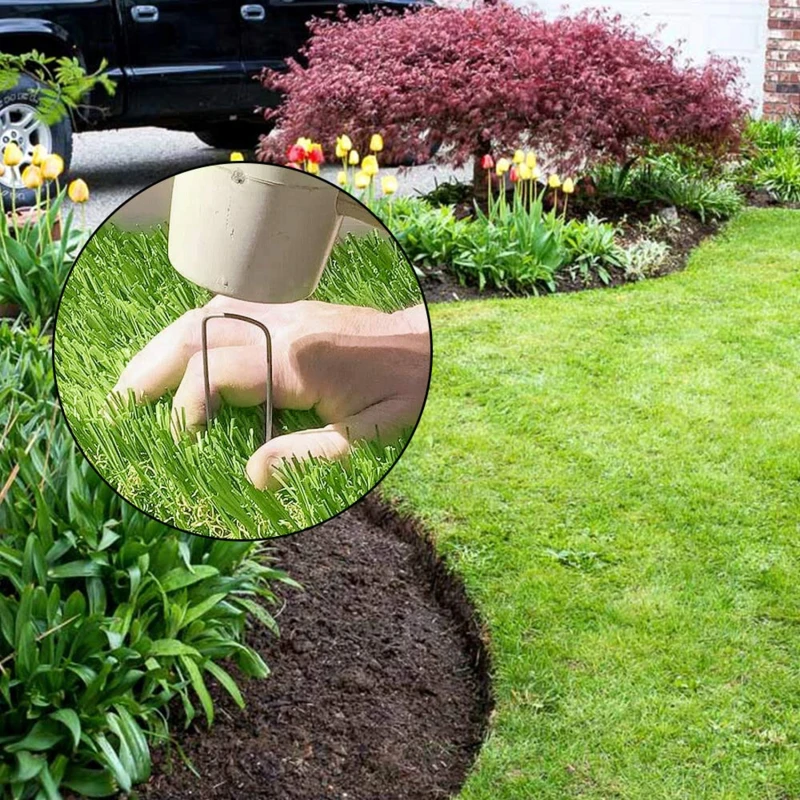 Garden Peg โลหะเงิน U-Shape Garden Staple Garden Ground เล็บฟิล์มหมุดคงที่สวน Fixing เครื่องมือฟิล์ม Peg
