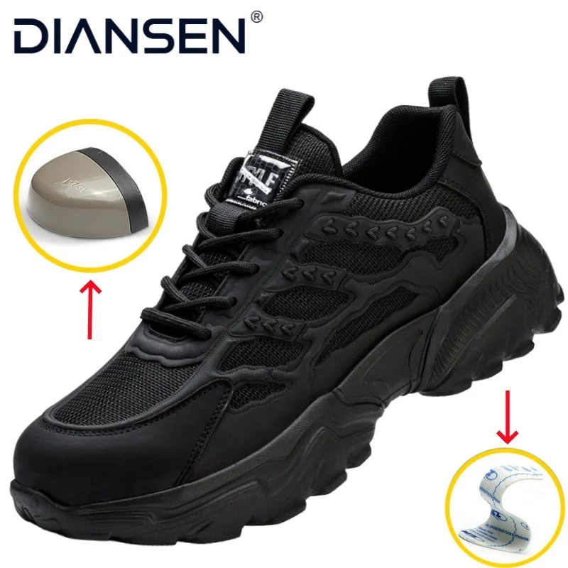 Sicherheitsschuhe mit Kevlar-Mittelsohle und Stahlkappe für Herren, leichte, atmungsaktive, pannensichere, bruchsichere, rutschfeste Industrie-Arbeitsstiefel