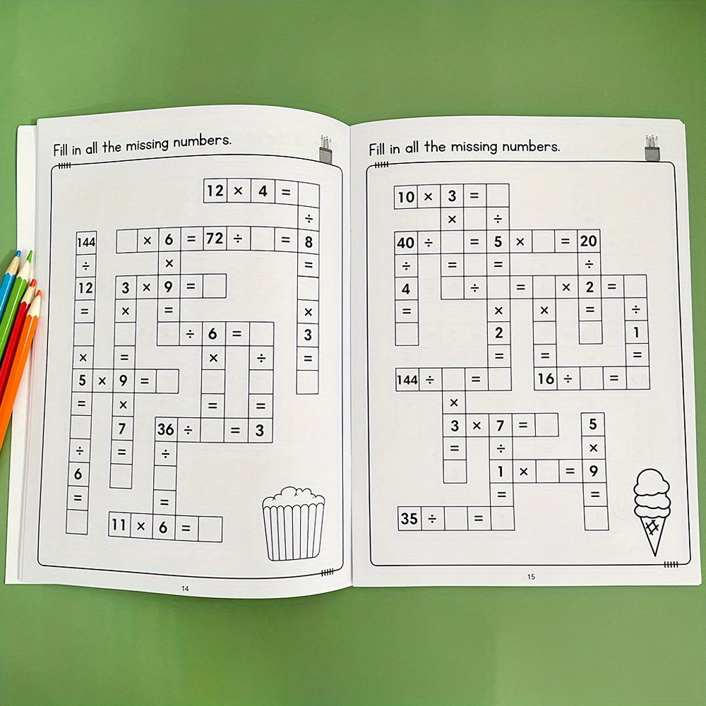 Cuaderno de ejercicios de matemáticas para niños: suma, resta, multiplicación, división con teclas de respuesta, juegos de pensamiento para aula escolar en casa