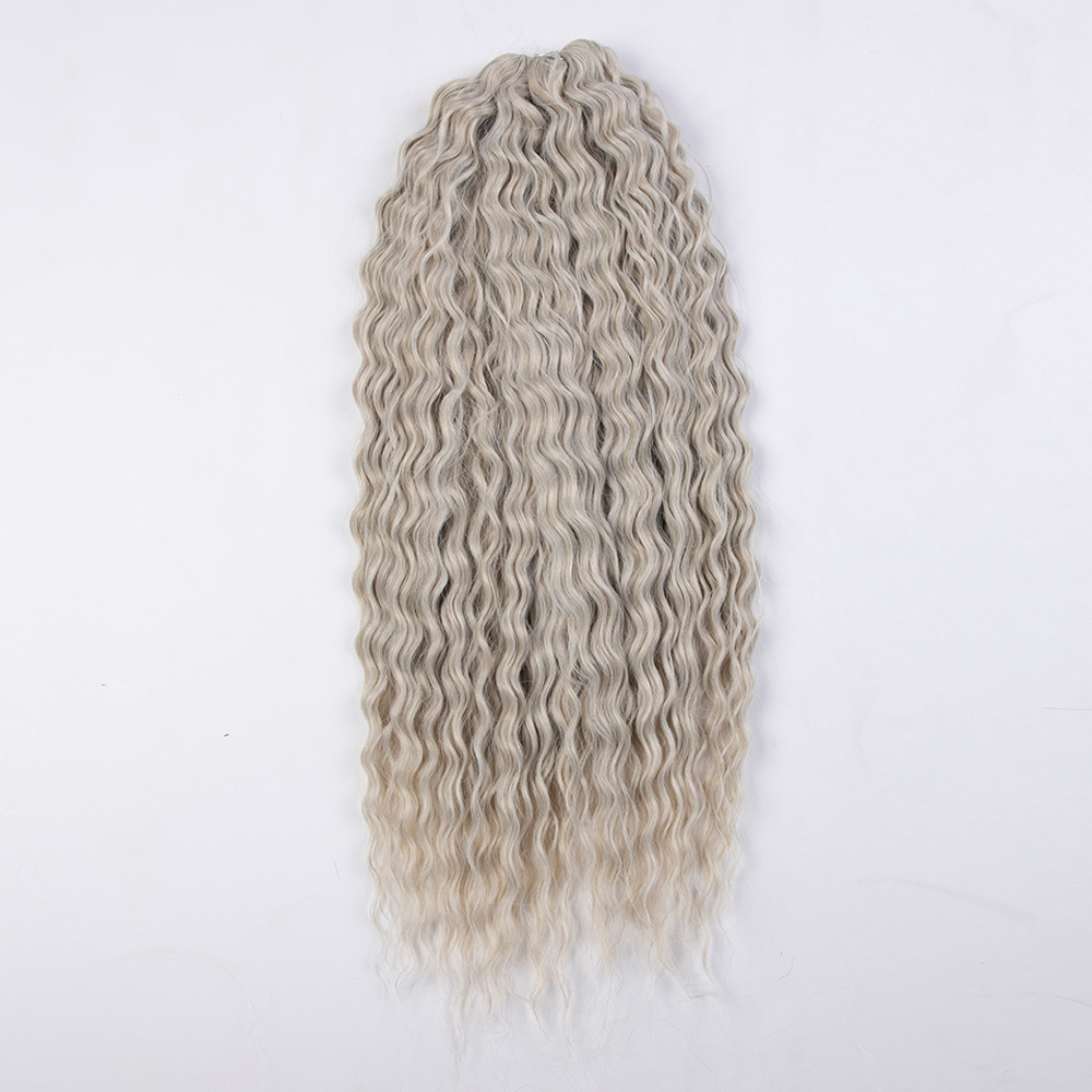 アリエルカールヘアウォーターウェーブツイストかぎ針編みヘア合成三つ編みヘアオンブルブロンドピンク 24 インチディープウェーブ編みヘアエクステンション