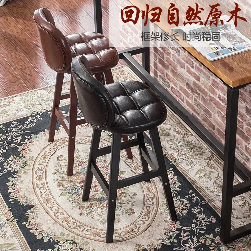 Solid Wood Bar Stool - Nordic Style Counter Height Stool for Home & Bar, Classic Fixed Design, Luxury Durable Construction