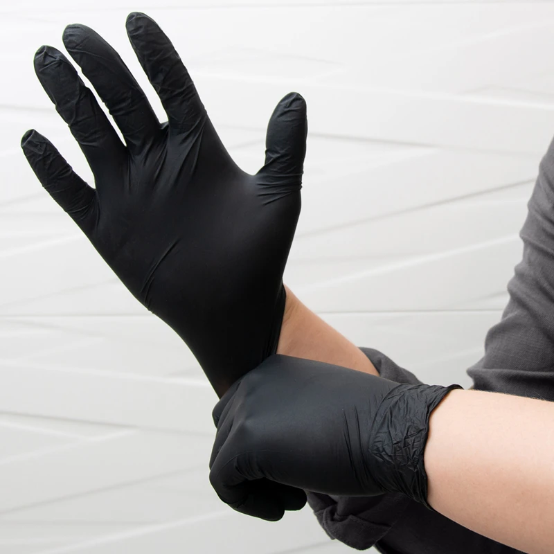 Guantes desechables de nitrilo, accesorio de limpieza sin polvo, látex, 100/50/20 piezas, 4Mil