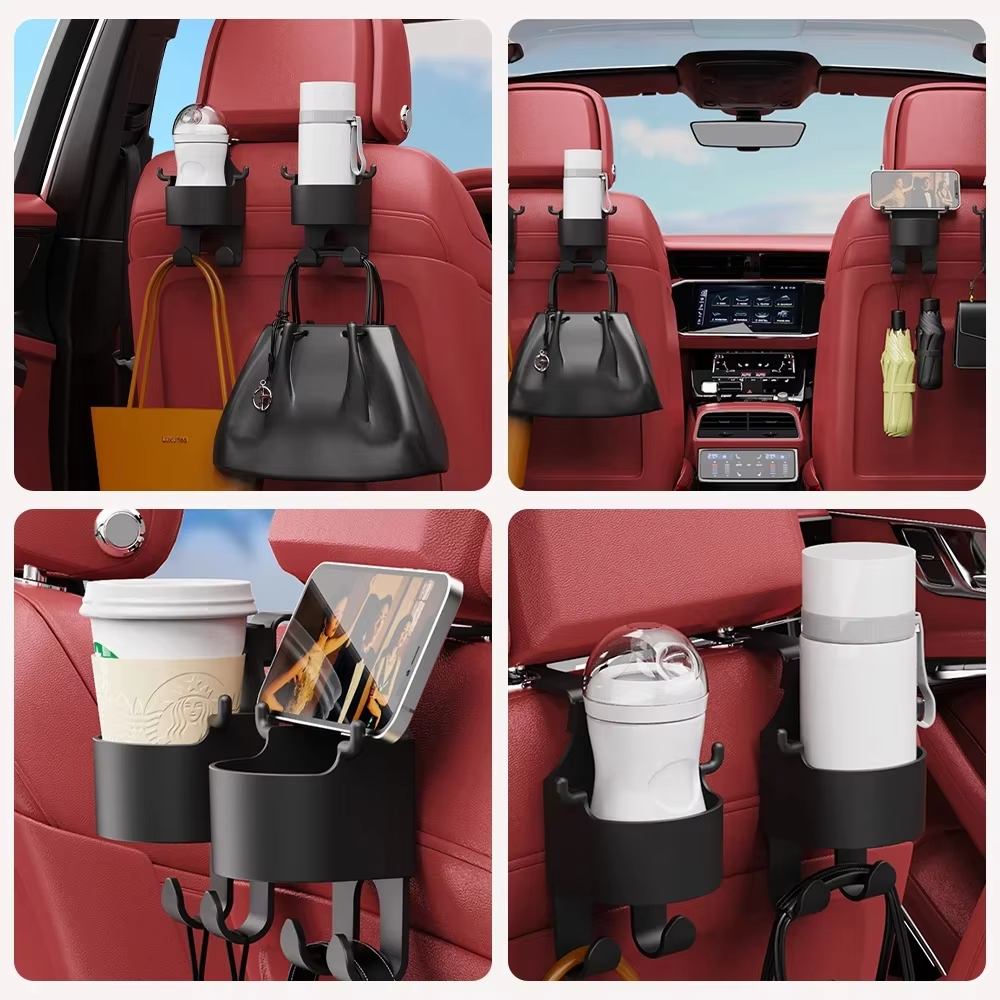 ใหม่รถที่นั่ง Headrest Hook Hanger จัดเก็บ Universal พร้อมถ้วยสําหรับกระเป๋าถือ Fit Universal รถอุปกรณ์เสริม