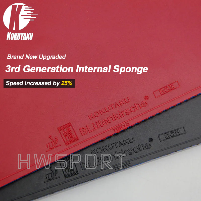 KOKUTAKU 868 Blutenkirssche Table Tennis Rubber Professional Ping Pong Sheet Rubber with Pre-set Cake Sponge