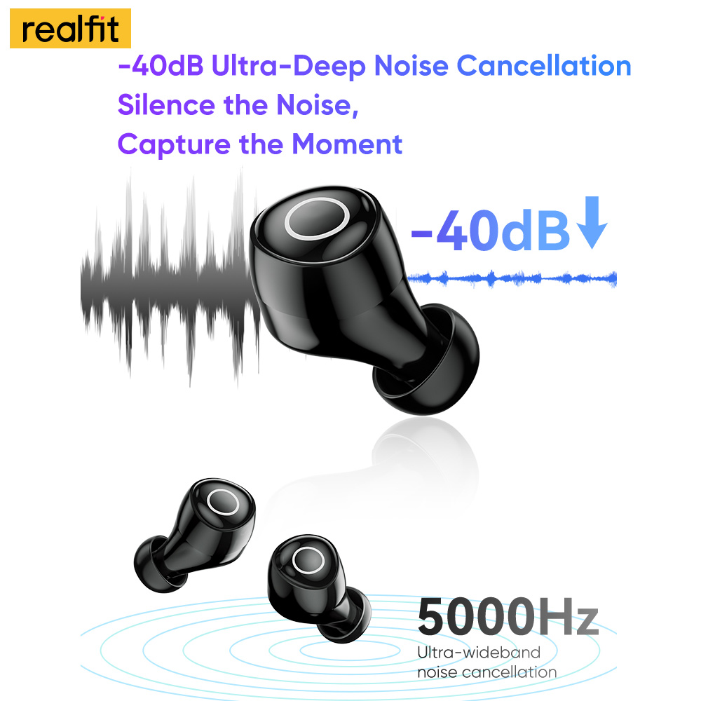 Realfit F4 Mini ANC Bluetooth Oortelefoon 40dB Actieve Ruisonderdrukking HIFI Zware Bas Draadloze Oordopjes voor realme xiaomi