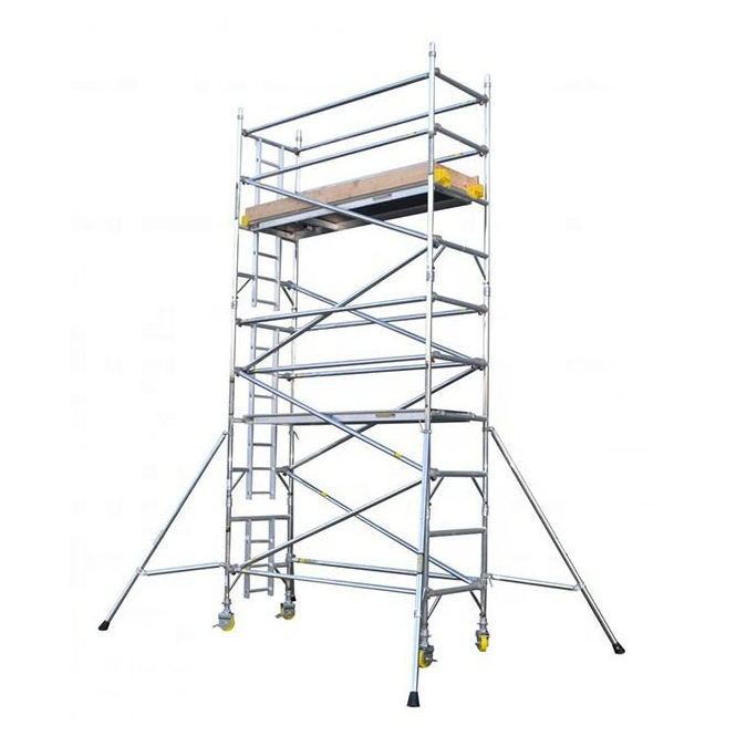 Complete 6m-12m Mobile Scaffold Tower Ladder Aluminium Rolling Scaffolding