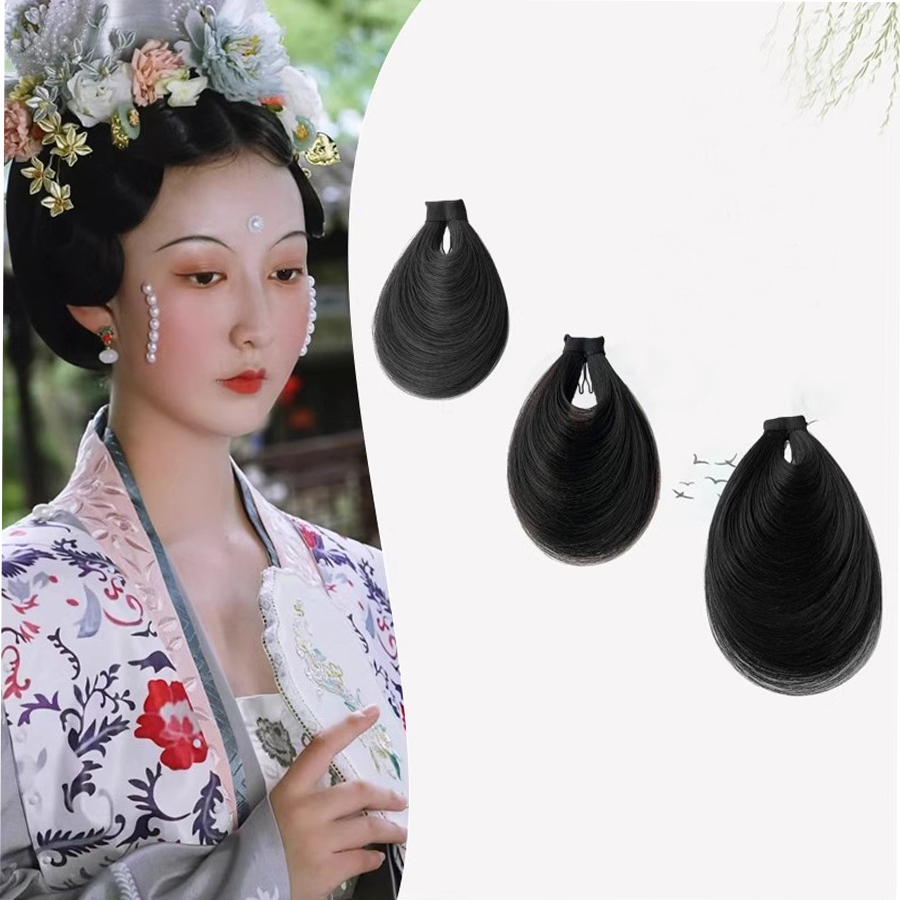 Synthetic Hanfu wig ancient costume lazy person full hair cloud sideburns light opera forehead hairline divine artifact bangs