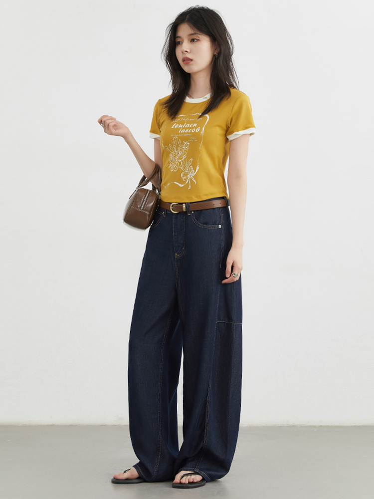 CHIC VEN frauen Jeans Lose Beiläufige Neue Hohe Taille Split Weibliche Breite Bein Denim Hosen Frühling Herbst 2025