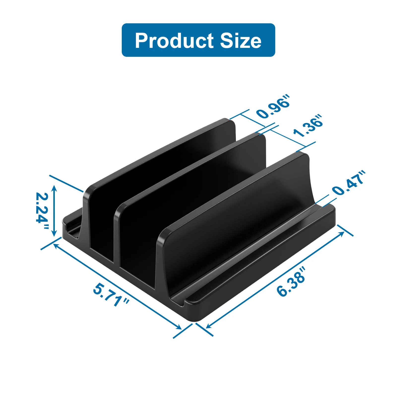 Soporte vertical para computadora portátil para escritorio, soporte de plástico para computadora portátil con ranuras duales con diseño que ahorra espacio, soporte para computadora portátil compatible con MacBook