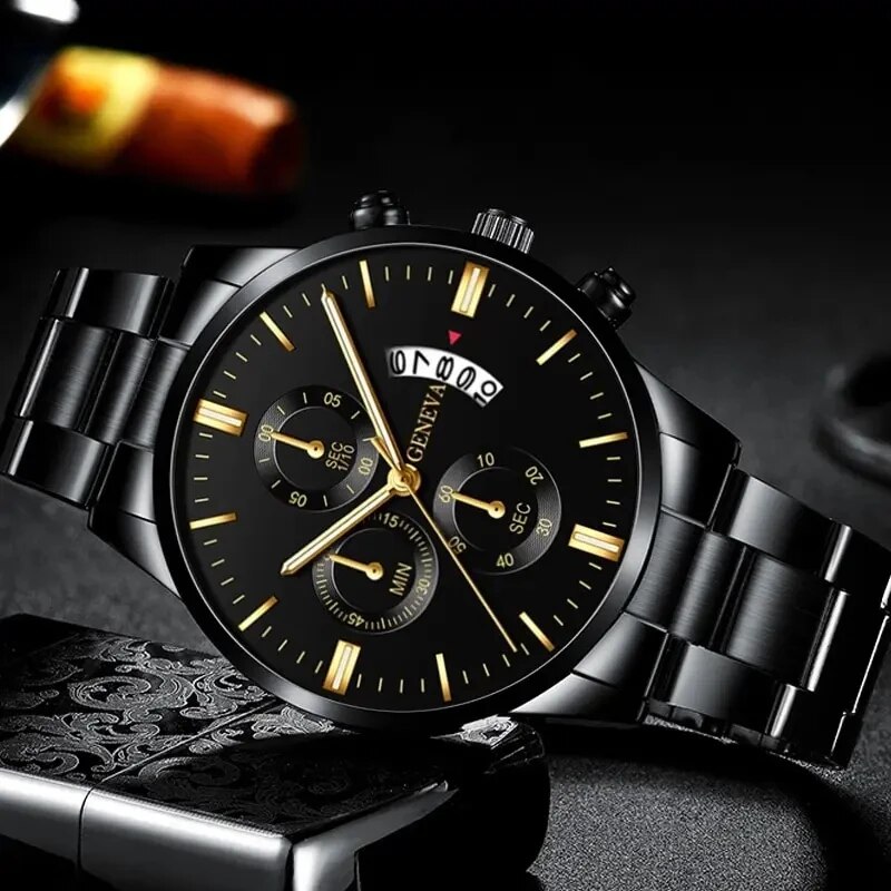 Reloj de pulsera de cuarzo con calendario de lujo de acero inoxidable a la moda para hombre, relojes de negocios para hombre, reloj Montre Homme