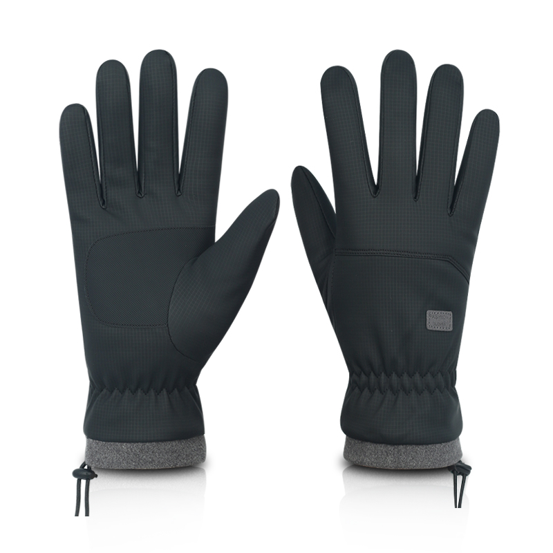 Men's Black Windproof Ski Gloves, Warm Snowboard Gloves, Men's Bicycle, Motorcycle Riding, Winter