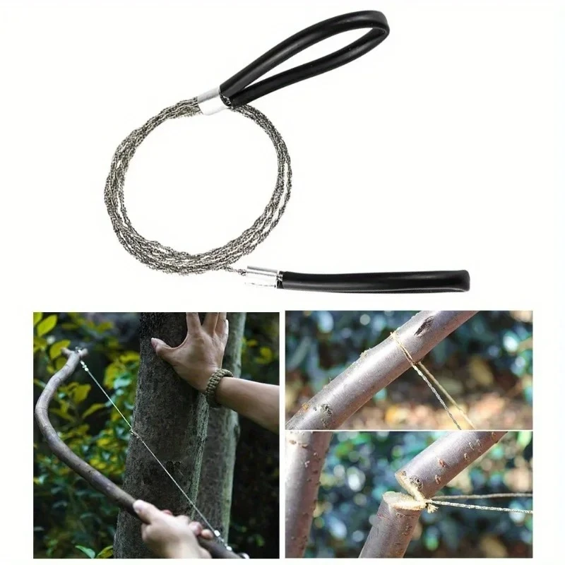 Sierra de alambre portátil de acero inoxidable con mango para el dedo, motosierra Manual de bolsillo para acampar al aire libre, senderismo y supervivencia, 1 ud.