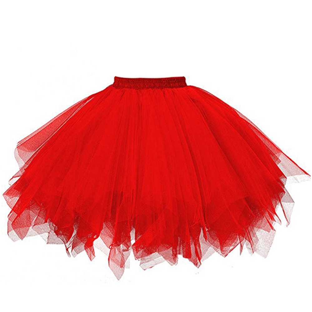 Accessori da sposa in tulle Sottoveste Abito corto sottoveste Tutù rosso e bianco Gonna gonfia Crinolina rockabilly per ragazza