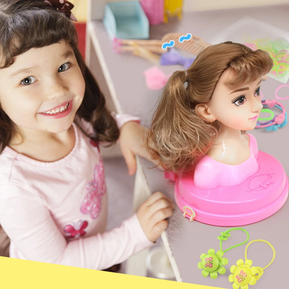 Ngộ Nghĩnh Đầu Mẫu Nửa Thân Búp Bê Đồ Chơi Mô Phỏng Cắt Tóc Trang Điểm Trang Điểm Kiểu Tóc Làm Đẹp Đồ Chơi Trẻ Em Bé Gái Tặng