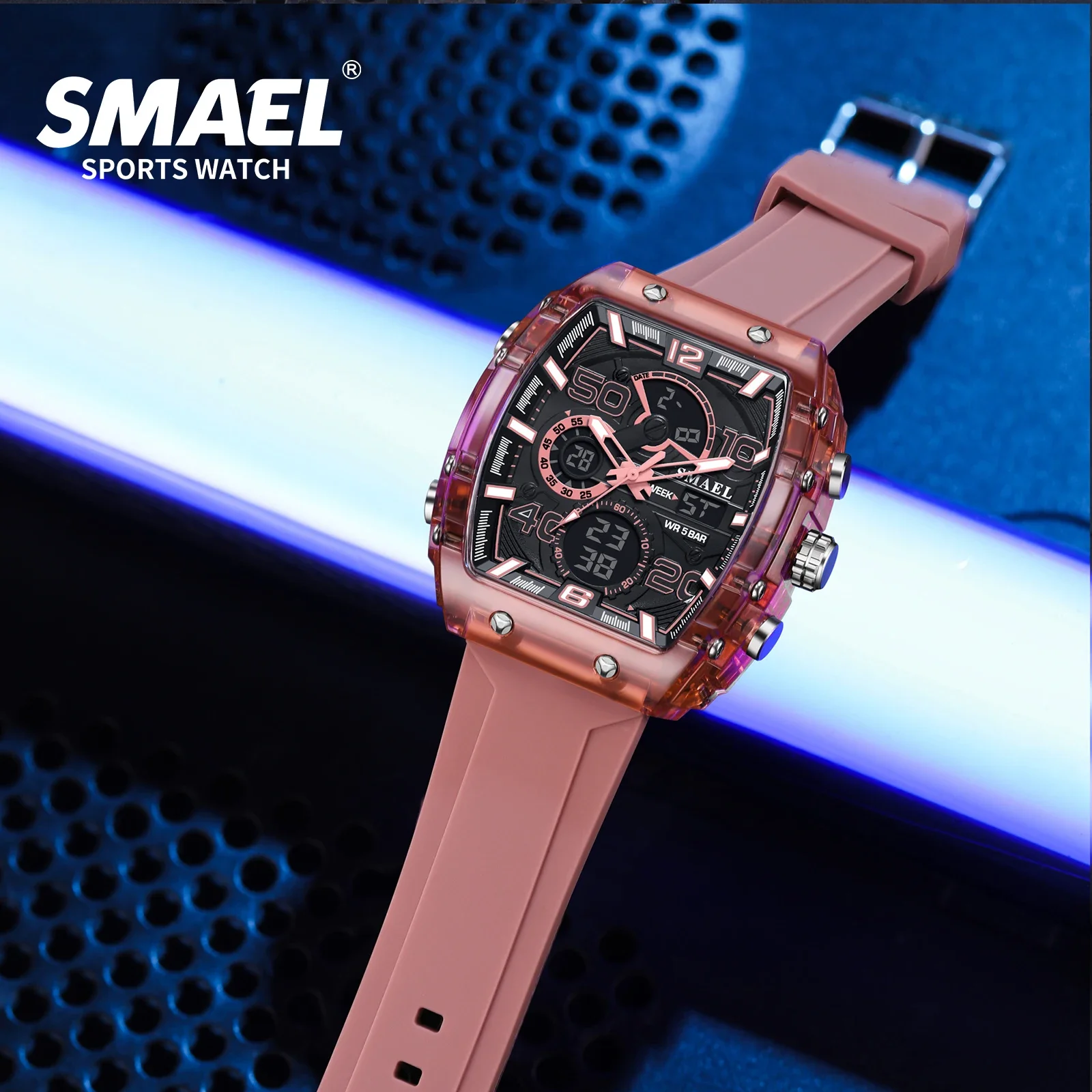 SMAEL 8109 pantalla Dual LED luz nocturna ocio estudiante reloj electrónico nuevo reloj para hombres deportes multifuncionales 50M impermeable