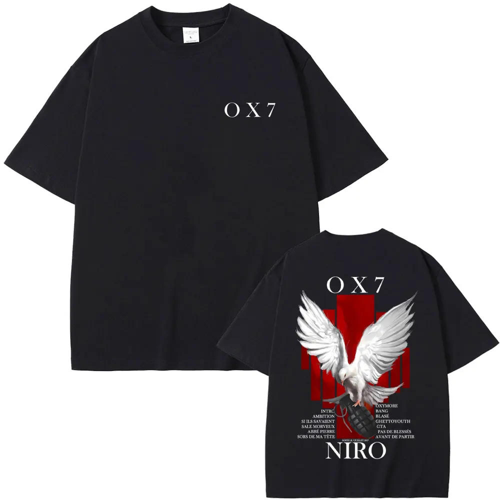 Camiseta gráfica del rapero Niro OX7 para hombre y mujer, camisetas de música Pop a la moda de Hip Hop, camiseta Vintage informal de algodón para hombre, ropa de calle