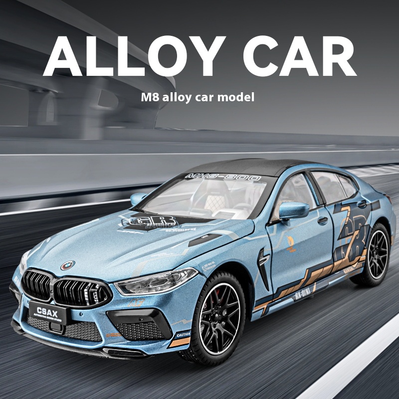 Supercoche de aleación de Metal fundido a presión, modelo de coche, colección de Hobby, estantería, adorno de computadora, regalo para caja de amigos, BMW M8 MANHART MH8 800, 1:24