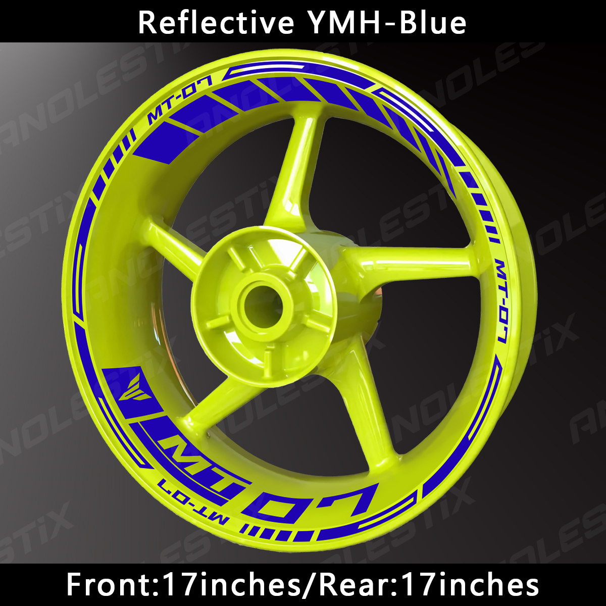 AnoleStix-pegatina reflectante para rueda de motocicleta, calcomanía para cubo, cinta de raya de llanta para YAMAHA MT-07 MT07