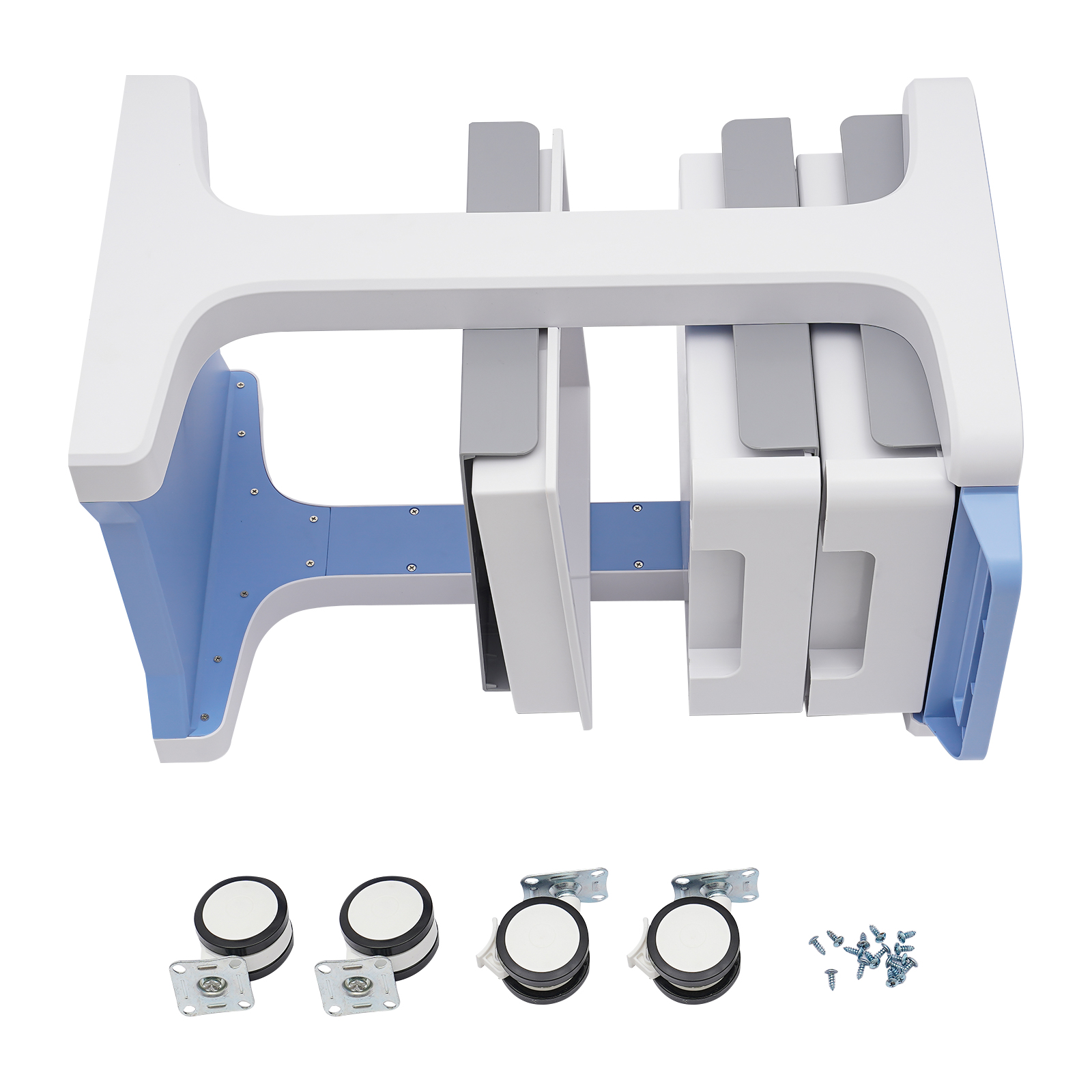 3 Layers ABS Trolley with 2 Drawers Mobile Medical Beauty Salon Storage Cart Shelf Load Capacity 50KG