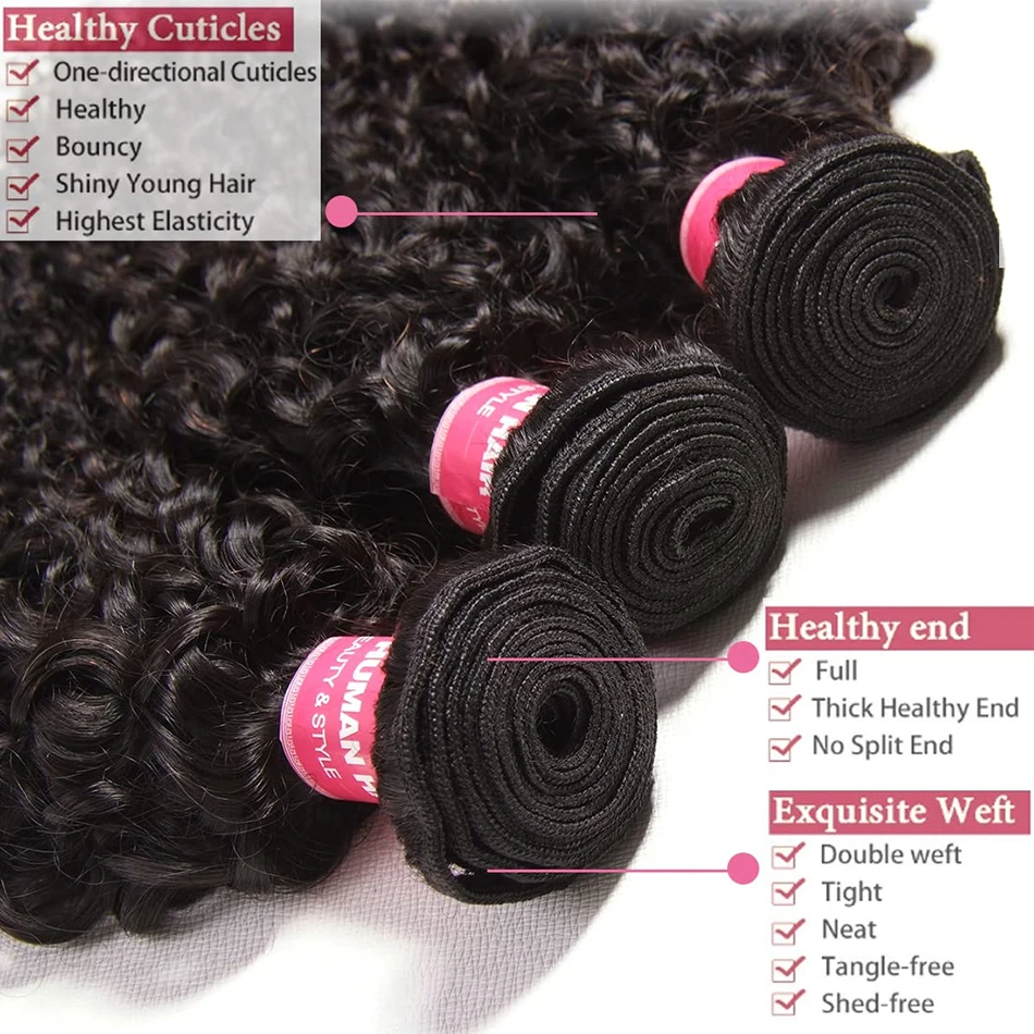 12a kinky encaracolado virgem pacotes de cabelo humano com frontal 13x4 brasileiro molhado e ondulado onda profunda pacotes com fechamento extensão do cabelo