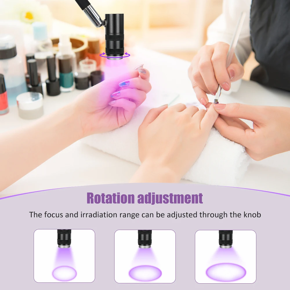 Luce per ciglia UV per polimerizzazione della luce Colla per ciglia UV Estensioni per ciglia a LED Lampada per colla Tech per unghie Wattaggio regolabile Collo di cigno flessibile
