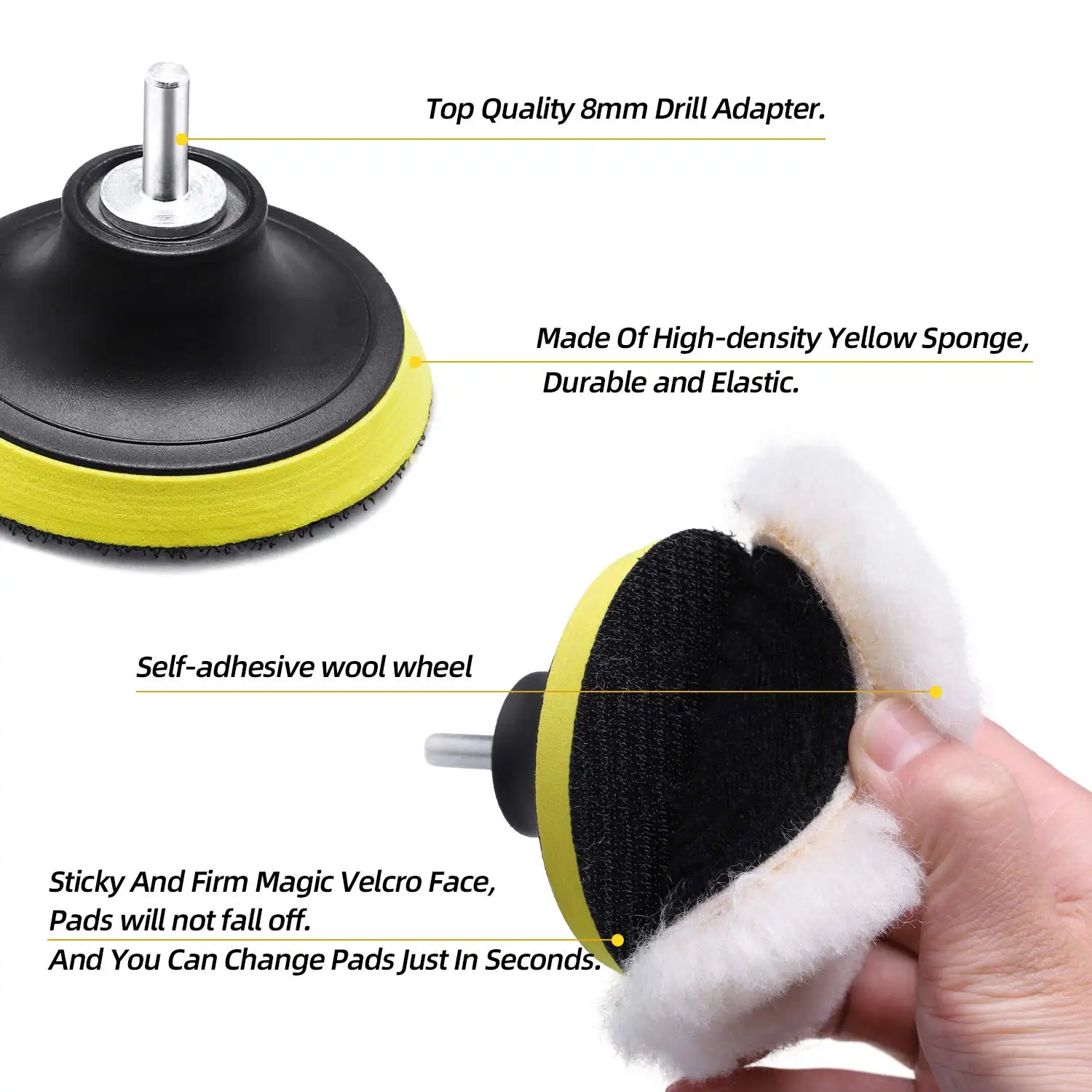 UEESHOP 5 Đánh Bóng 3Inch Bộ Dụng Cụ Đánh Bóng Ô Tô Bọt Biển Đĩa Len Bánh Xe Tự Động Sơn Chăm Sóc Máy Đánh Bóng Miếng Lót xe Ô Tô Tiện Ích Dụng Cụ