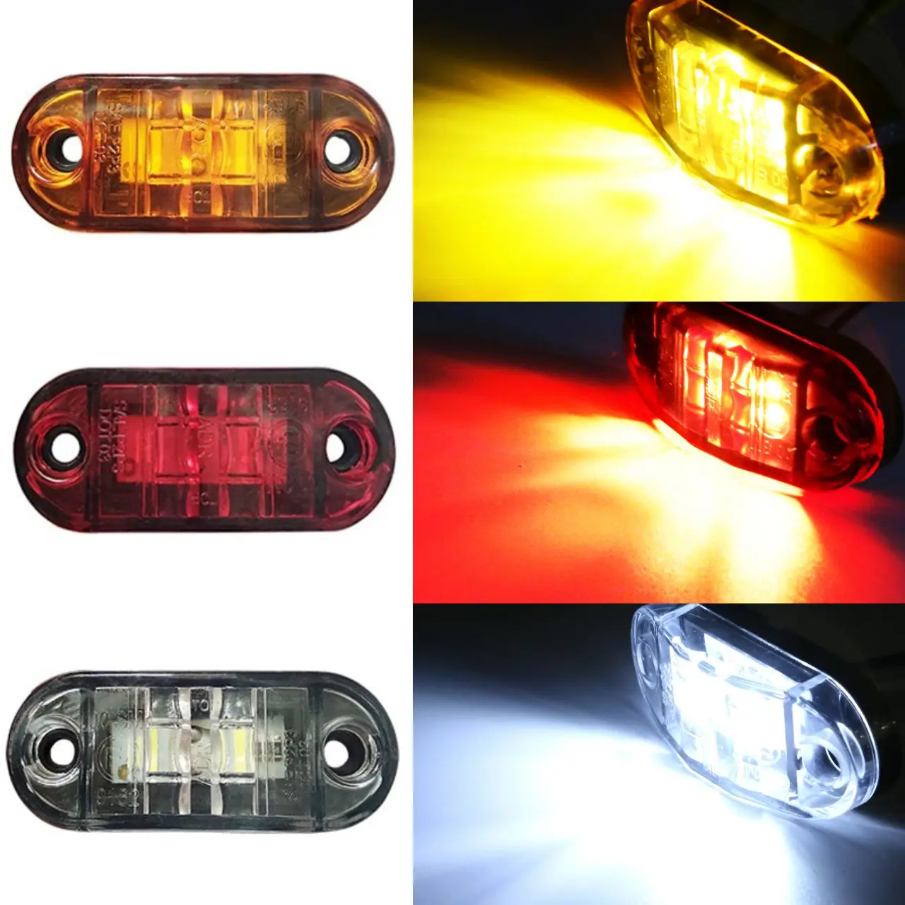 20/10PCS 4 LED 12 V-24 V Side MARKER ไฟรูปไข่ด้านหน้าด้านหลัง Clearance INDICATOR โคมไฟรถบรรทุกอุปกรณ์เสริมสําหรับรถพ่วง BUS Van caravan