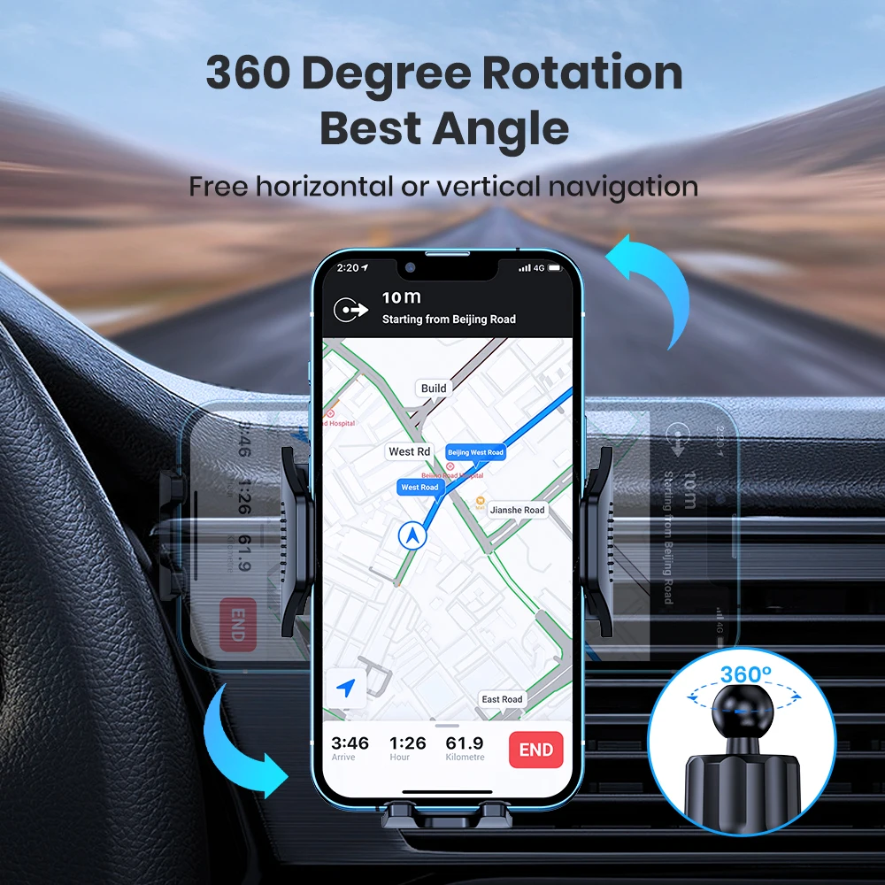 Soporte para teléfono de coche, soporte Universal para teléfono con bloqueo automático mejorado TOPK con Clip de gancho para salida de aire de coche para iPhone Samsun