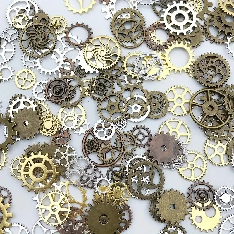 ประมาณ 50g สุ่มผสมสีขนาดผสมโลหะ Steampunk Cogs เกียร์ Charms จี้สําหรับเครื่องประดับ DIY ทําอุปกรณ์