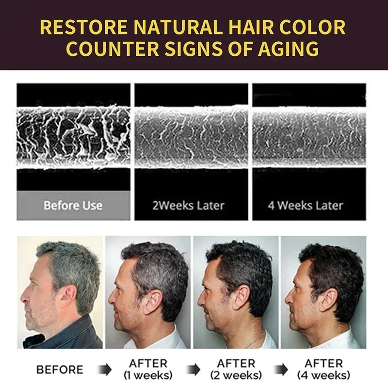 Champú de Color de cabello a base de hierbas naturales, 3 en 1, para Color de grano, marrón oscuro, negro, gris, 100ml Revestimiento Universal para hombre y mujer