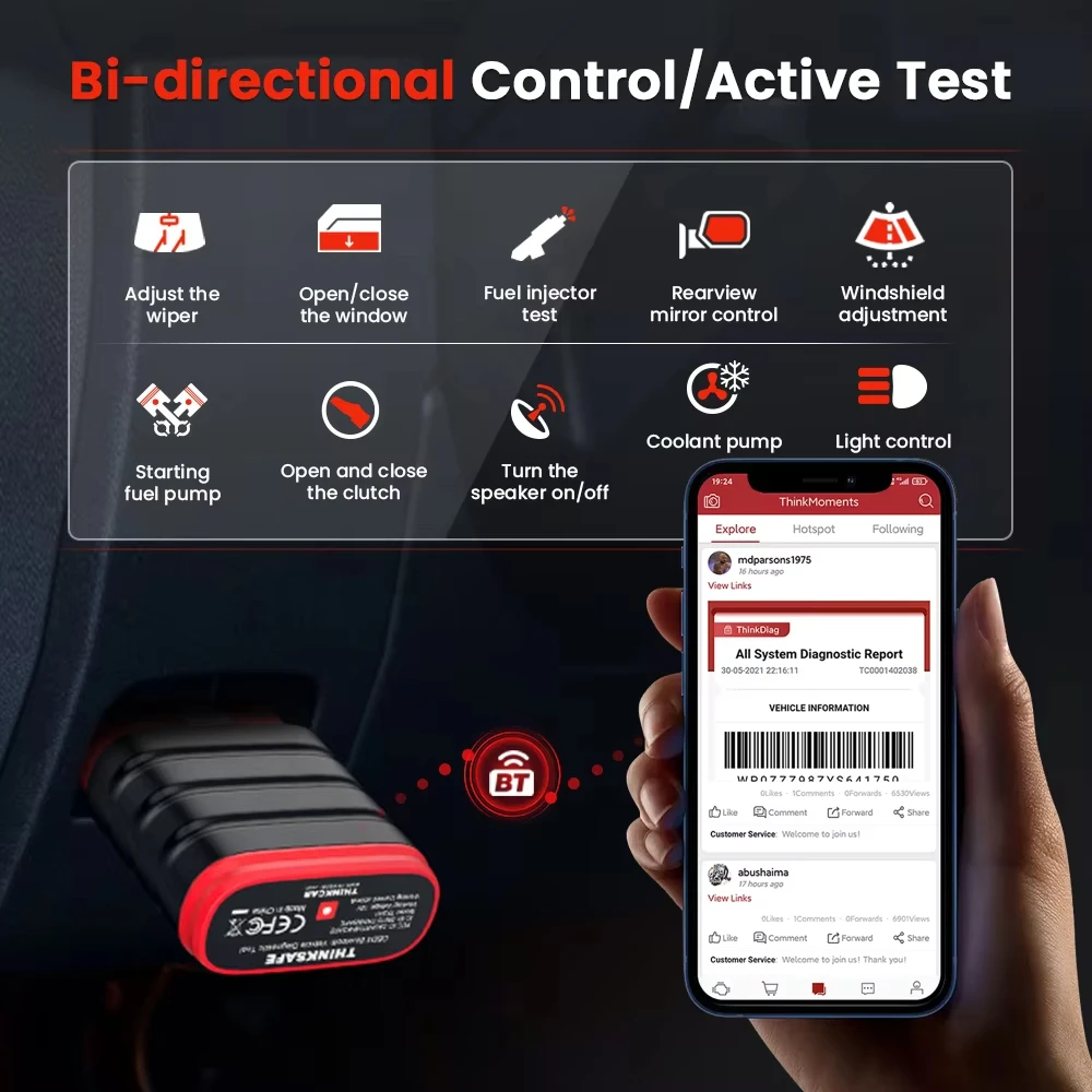 Thinkcar thinksafe bluetooth obd2 scanner automotivo leitor de código de carro 5 redefinição de todos os sistemas obd 2 ferramentas de diagnóstico automático pk thinkdiag