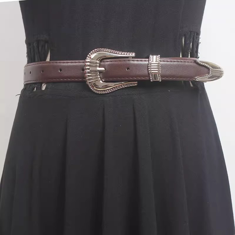 Fajas de cuero PU Vintage para mujer, corsés para vestido femenino, cinturones de cintura, decoración, cinturón estrecho, moda de pasarela, R2632