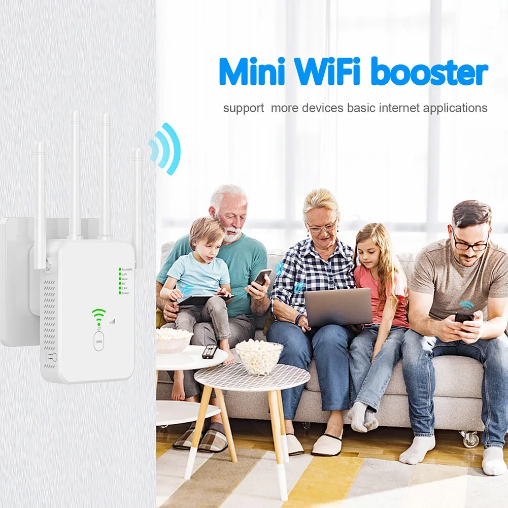 Repetidor inalámbrico enrutador, amplificador de señal Wifi de 1200Mbps, extensor WiFi de doble banda 2,4G 5G, amplificador WiFi Gigabit para el hogar y la Oficina al aire libre