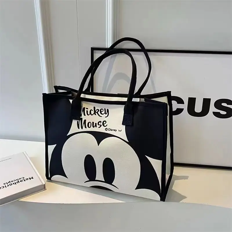 Nuevo bolso de lona de gran capacidad para mujer, informal, versátil, con dibujos animados de Mickey de Disney, bolso de trabajo a la moda para ir al trabajo