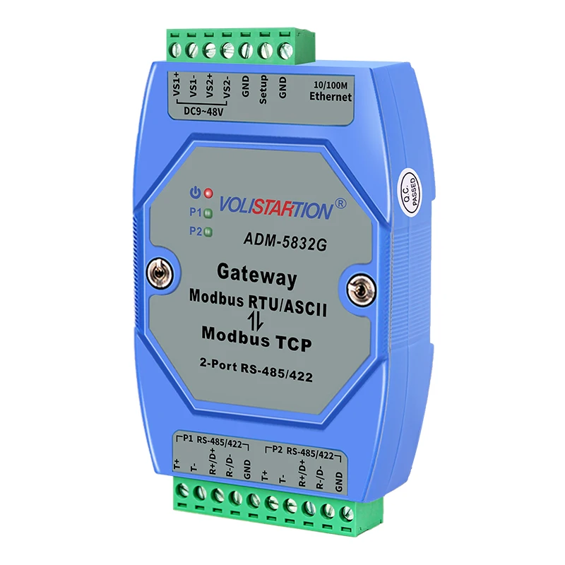 ADM-5832G Professionele Modbus Gateway Industriële Niveau 2 Poort Rs485/422 Modbus Rtu Om Modbus Tcp