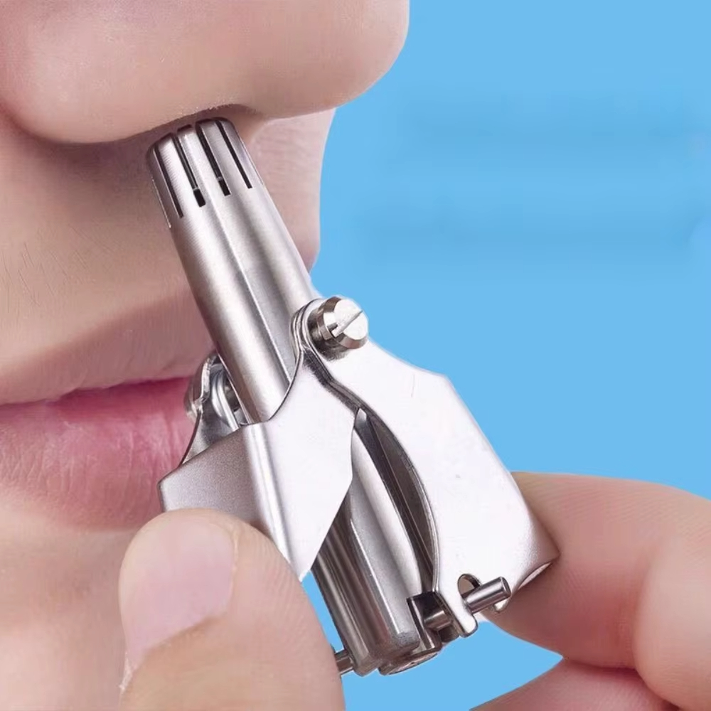 Nettoyeur de poils de nez en acier inoxydable, rasage, nettoyage des poils du nez, dieu, léger, Portable, lavable, manuel, tondeuse pour le nez