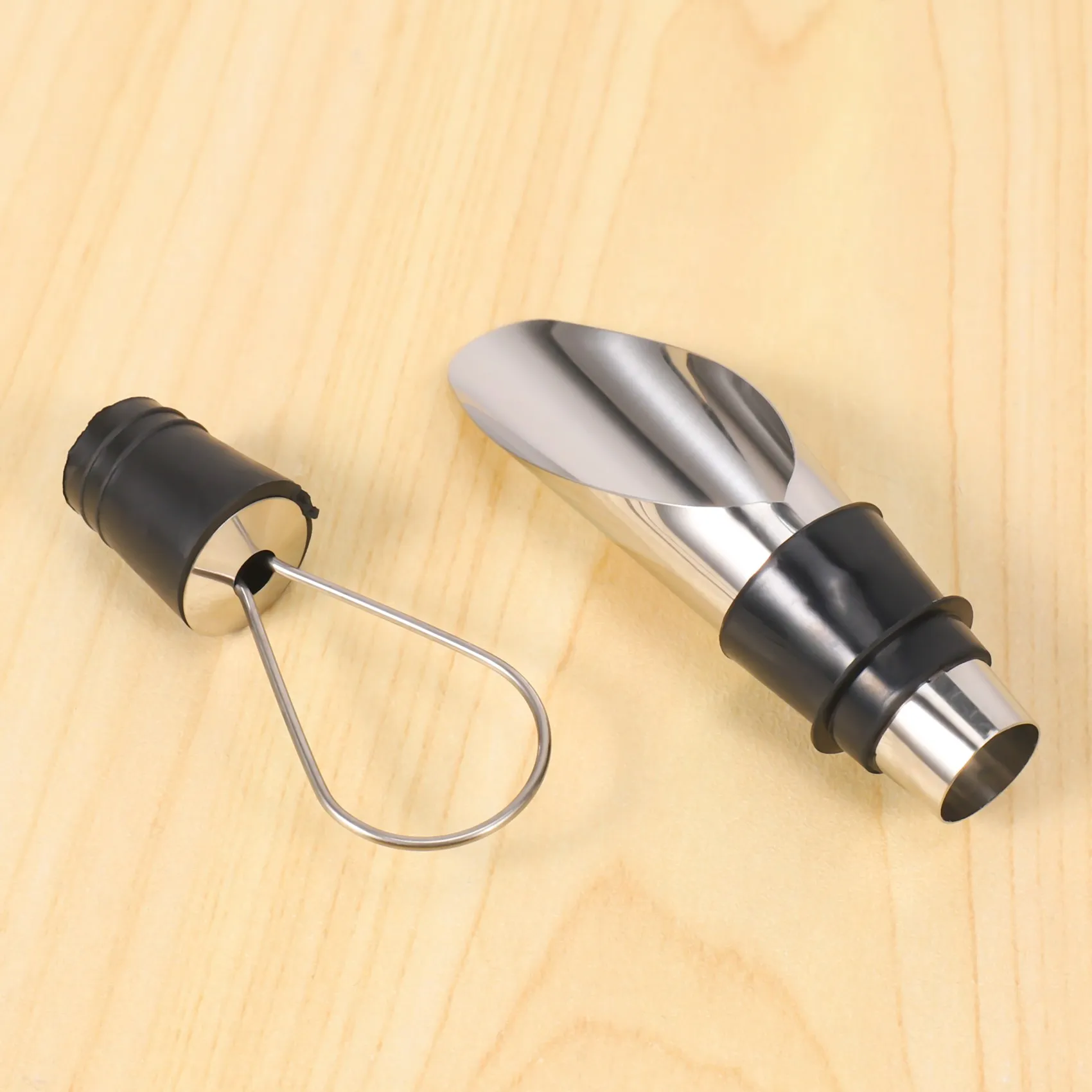 ใหม่ล่าสุดสแตนเลสสตีลไวน์ Pourer โลหะไวน์เทท่อระบายน้ํา Bar Home ชุดไวน์ไวน์ Stopper แชมเปญ Stopper