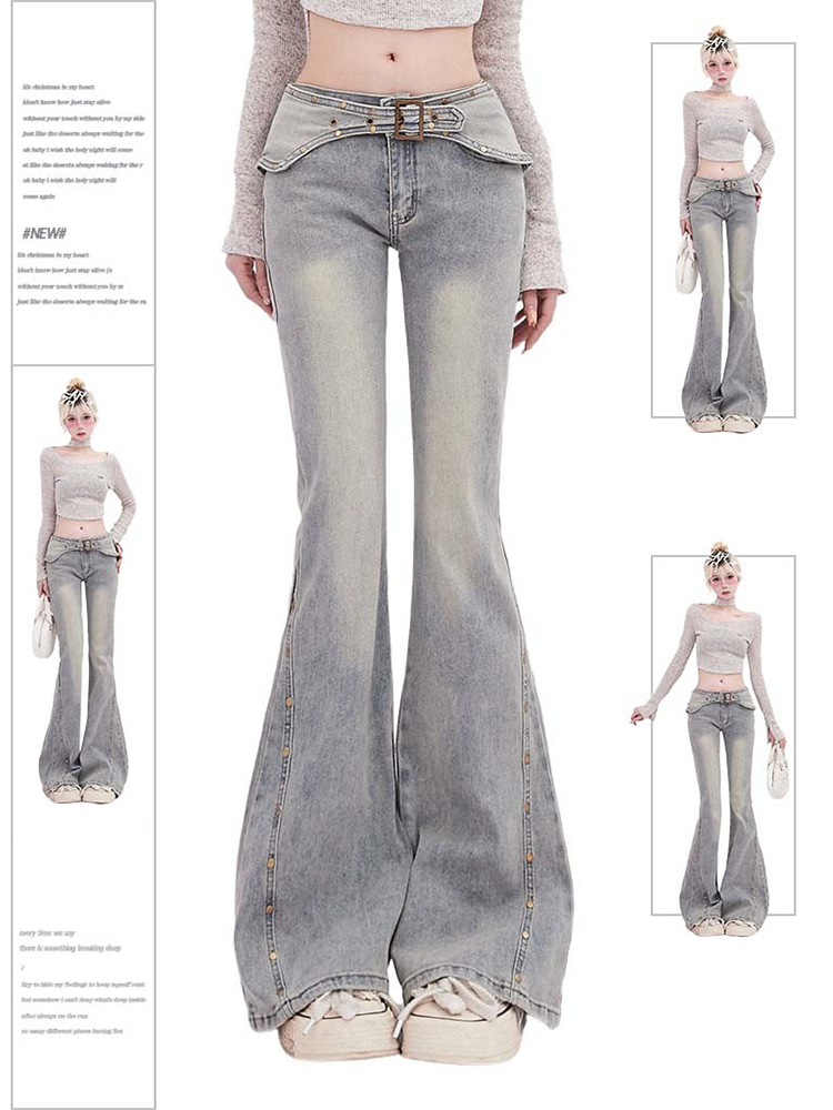 ผู้หญิง Light Blue Flare กางเกงยีนส์ Baggy Harajuku Vintage Denim กางเกง Y2k Jean กางเกงสไตล์ญี่ปุ่น 2000s ถังขยะ Oversize เสื้อผ้า