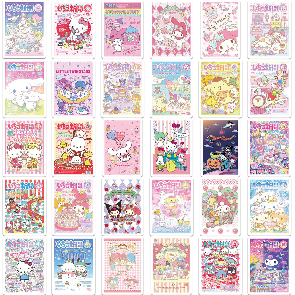 65 pçs sanrio etiquetas de vedação adesivos estéticos decorativos papelaria portátil bonito dos desenhos animados olá kitty decalques crianças presente brinquedos