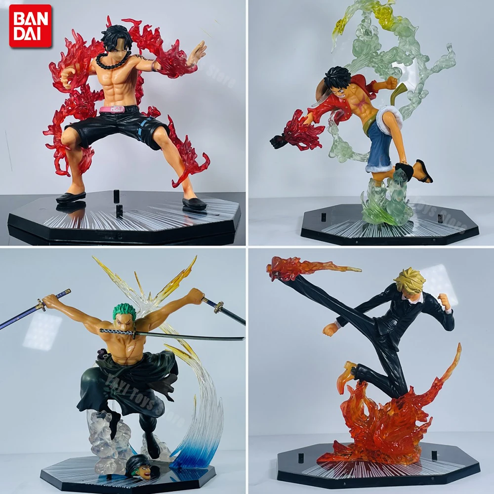 Anime Punho de Fogo Action Figure, Luffy, Ás, Sanji, Batalha Bonecas Modelo, PVC Sabo, Zoro Fantasma, Três Brinquedos Faca, Novo, 1 Pc