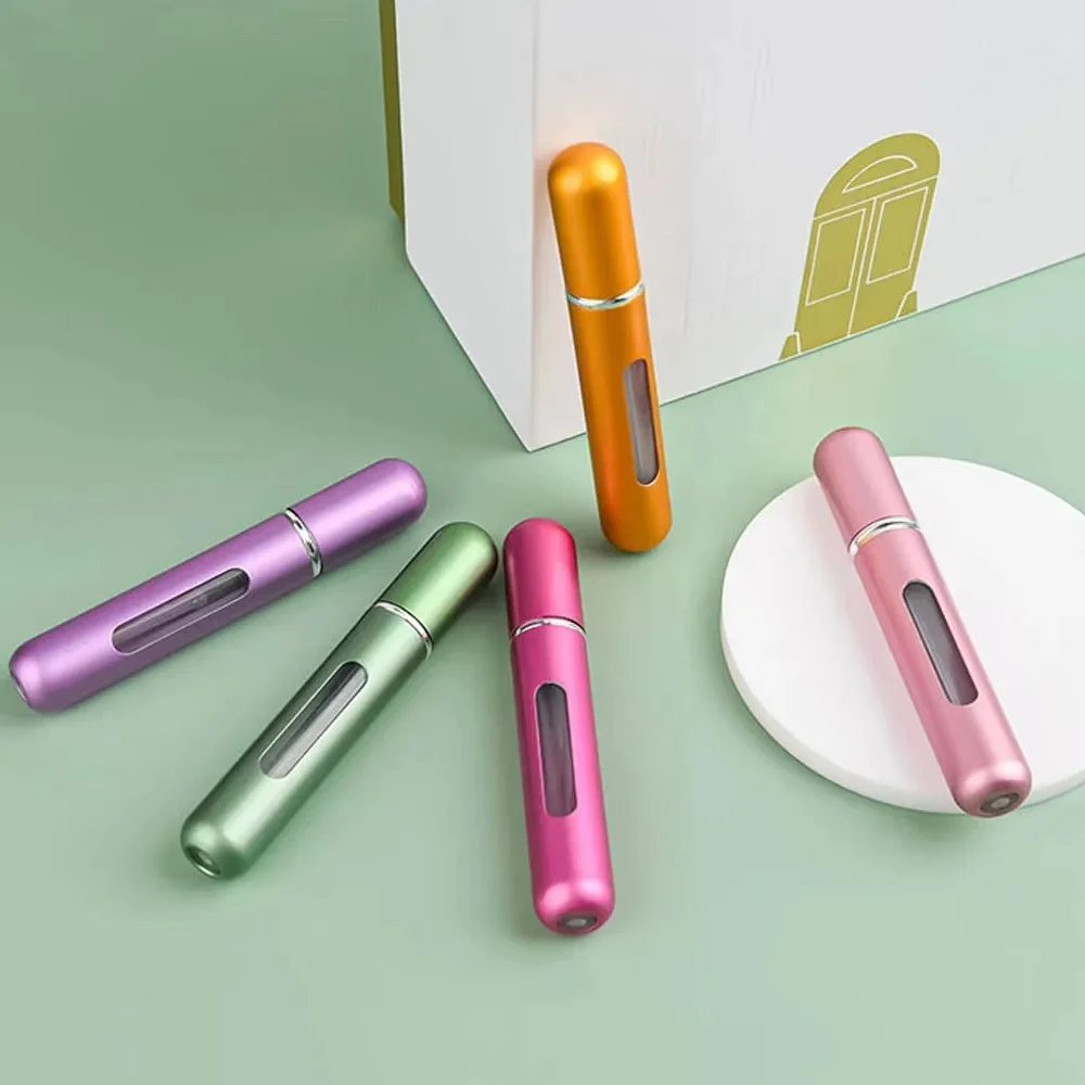 Mini botella de Perfume recargable portátil, bomba atomizadora, botella pulverizadora de aluminio, contenedor de cosméticos, herramientas de maquillaje de viaje, 8/10ml