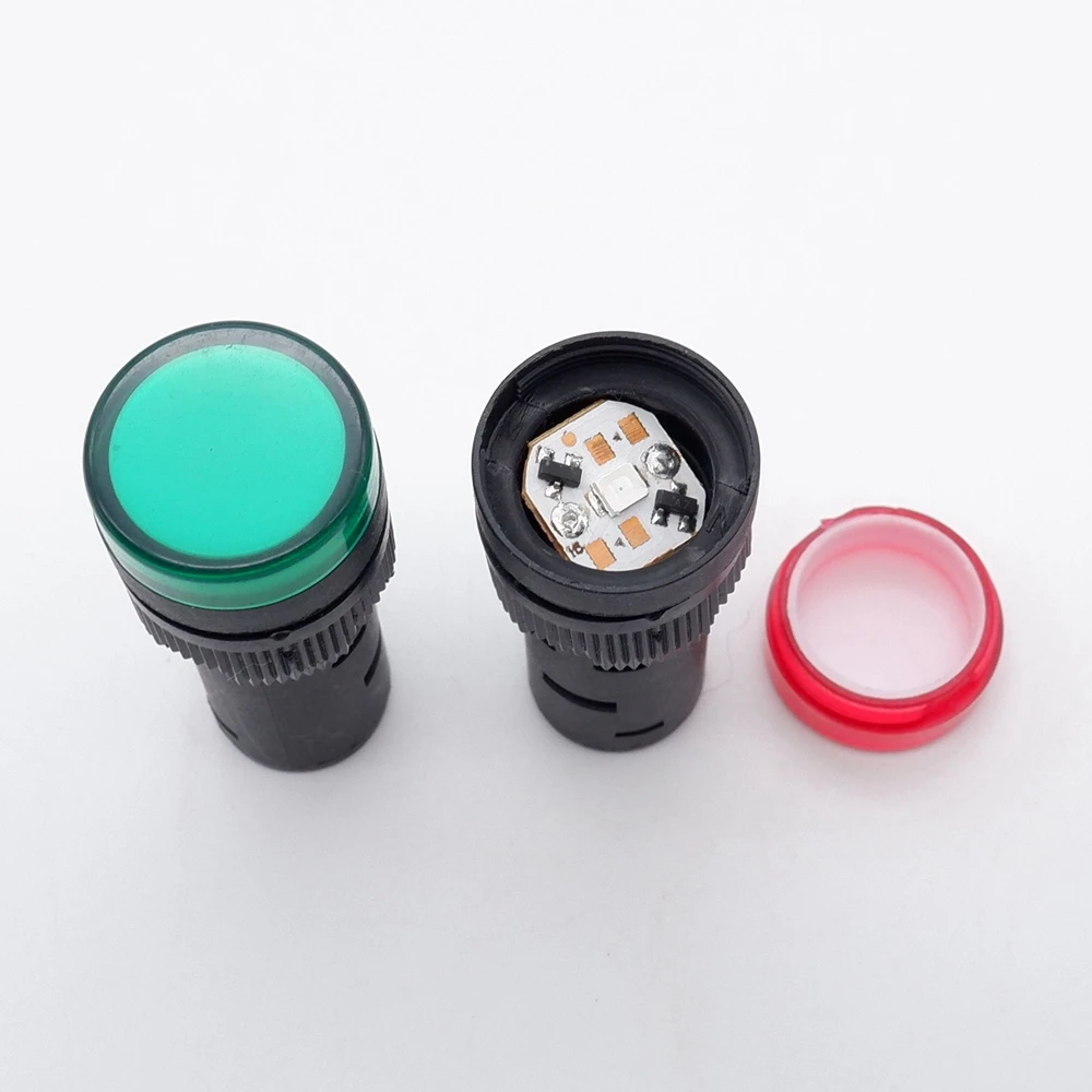 22mm Plastic Indicator Light AD16-22DS Red Yellow Blue White Green 12V 220V Panel Installation Signal Power LED Indicator Light