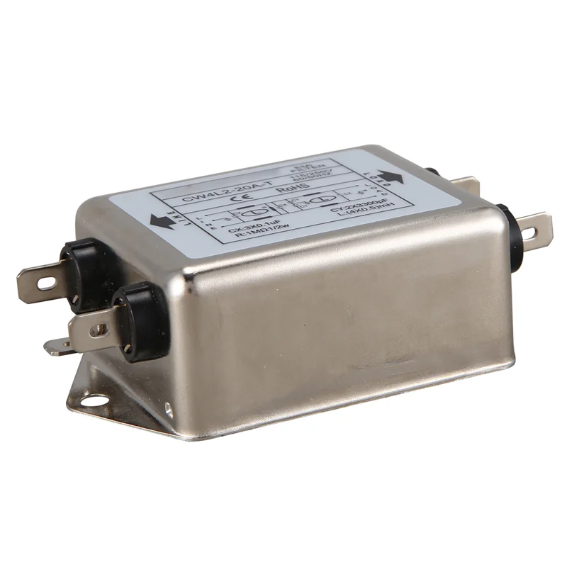 Filter EMI Daya HRBAJ-4X CW4L2-20A-T Fase Tunggal AC 115V / 250V 20A 50/60HZ