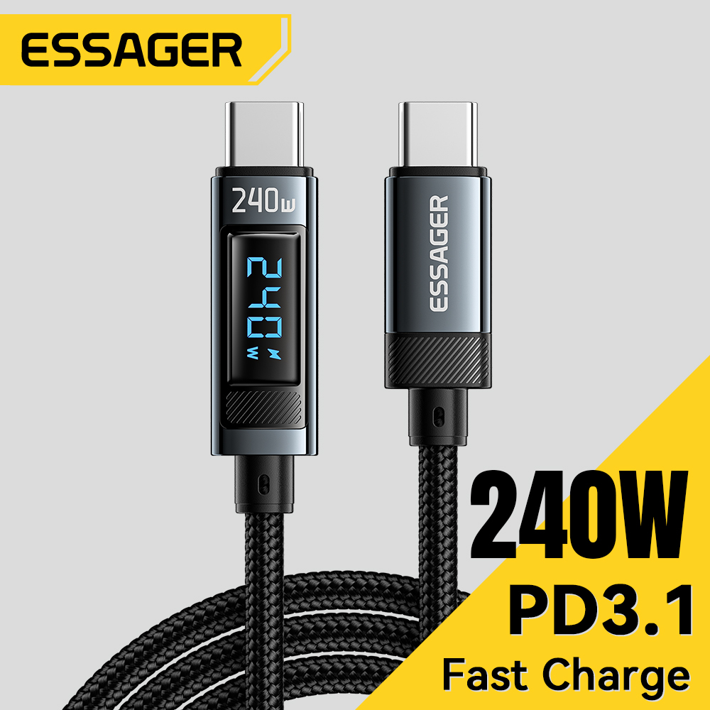 Essager-Cable USB tipo C a USB C de 240W, Cable cargador de carga rápida PD 3,1 de 100W para iPhone 15 Pro max Macbook Pro Xiaomi Samsung