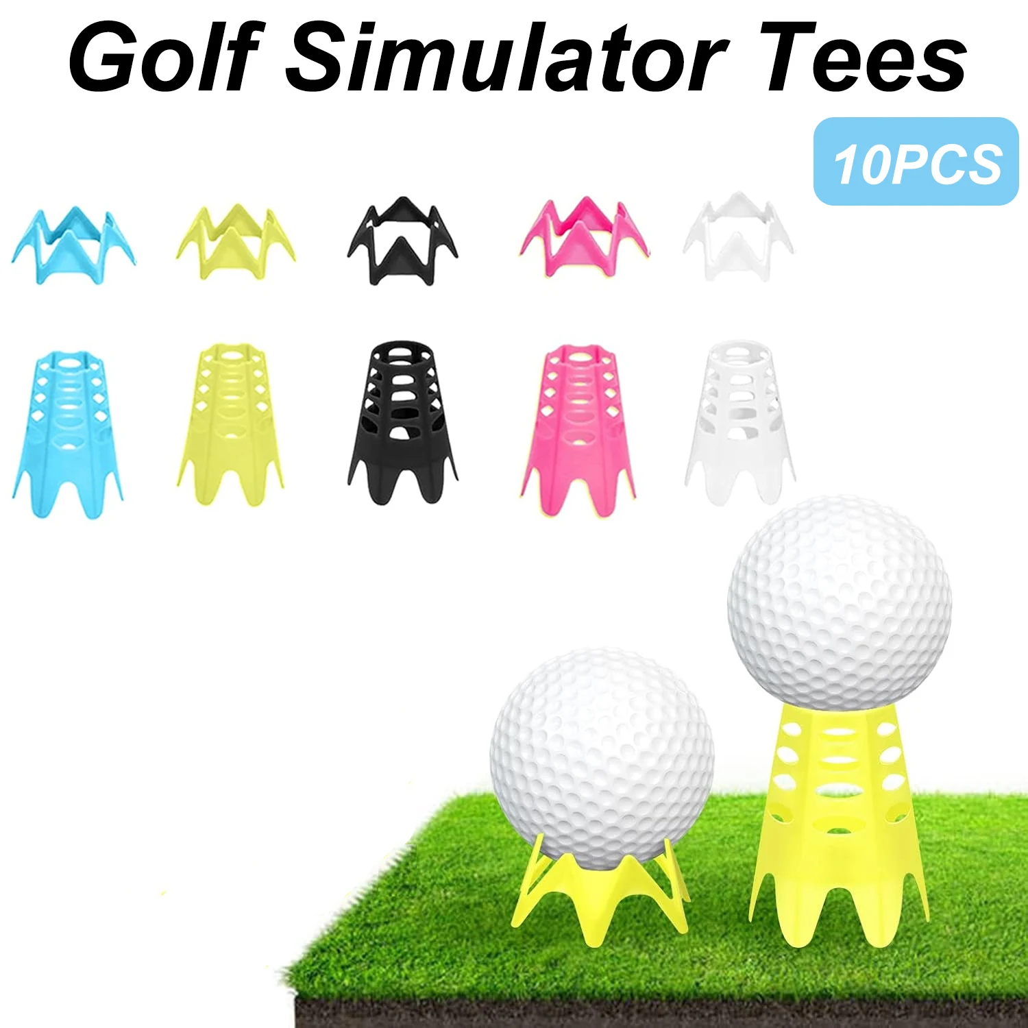 10 Uds. Camisetas de simulador de Golf, simulador de camisetas de Golf, entrenamiento de práctica de plástico para césped y campo de conducción, uso en interiores y exteriores en el hogar