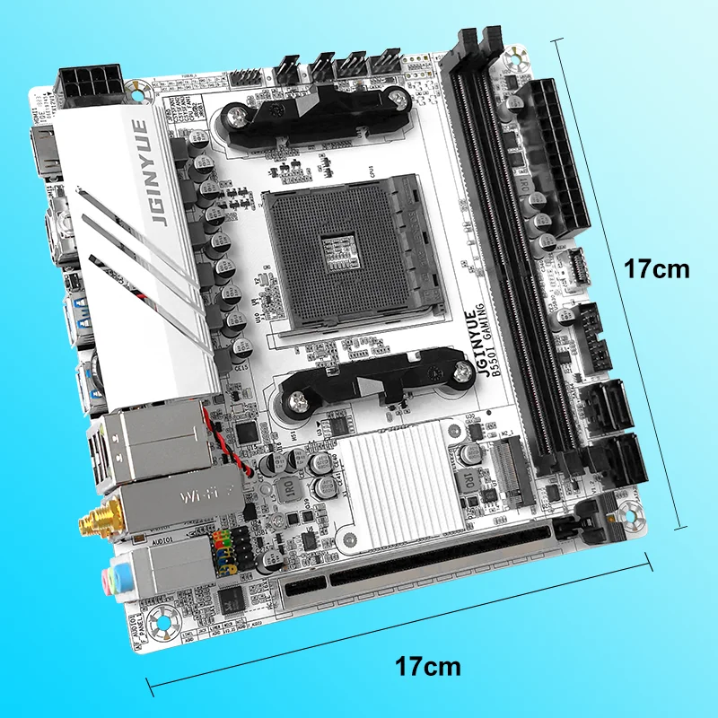 Das JGINYUE AMD B550 AM4 Mini ITX Motherboard unterstützt Ryzen R5 4000/5000 Serie Prozessoren DDR4 RAM PCI-E 4.0 B550i GAMING