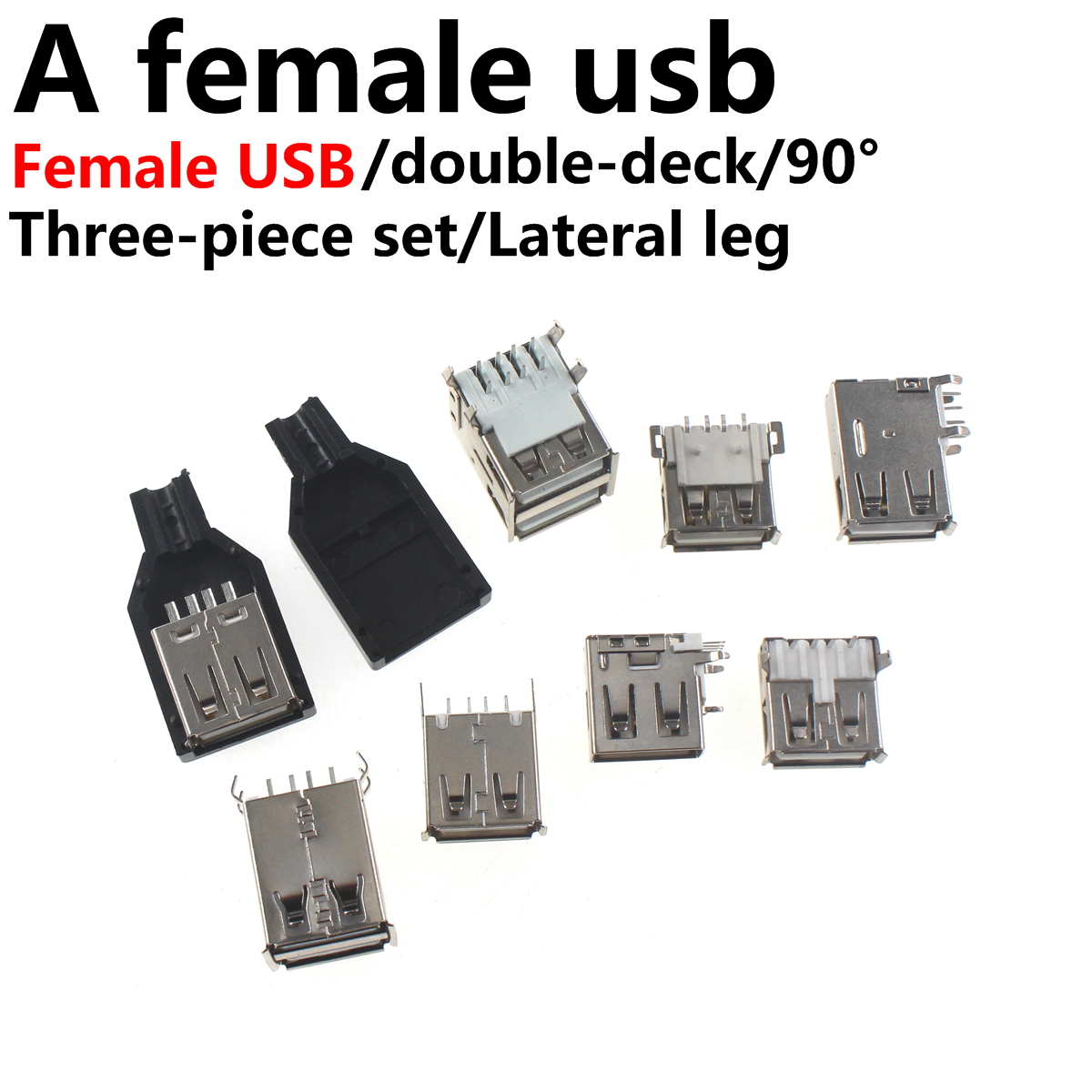 50 pz USB 2.0 Interfaccia Connettore Presa Tipo A Femmina 180 Gradi di Crimpatura DIP Dritto Verticale Curva Ago Filo di Saldatura PCB