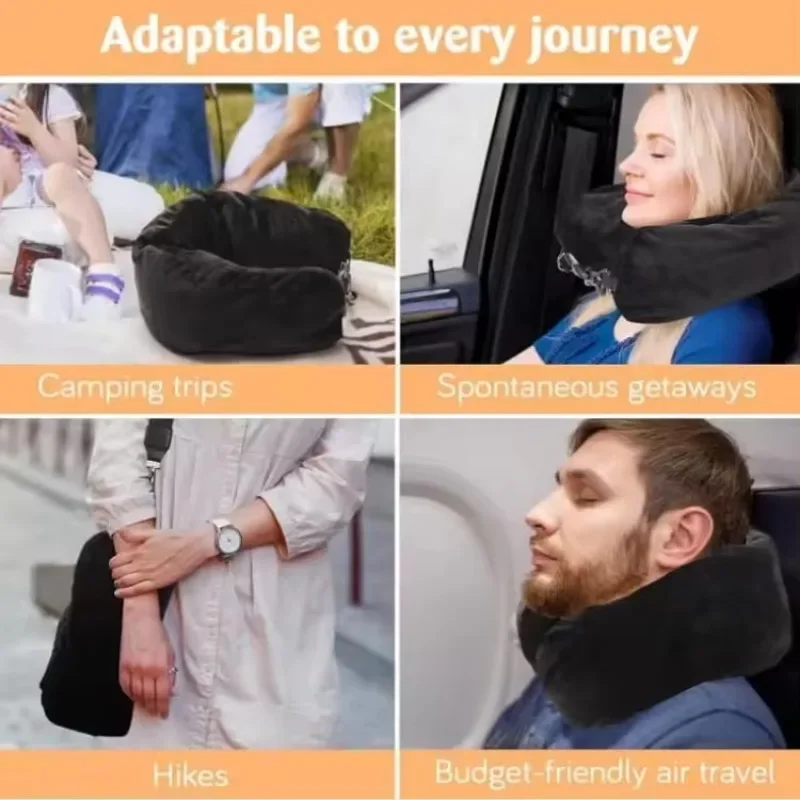 Portable Fillable Neck Pillow Space-saving Fillable Clothes Neck Pillow Adjustable Comfortable Flannel for Car Train Airplane