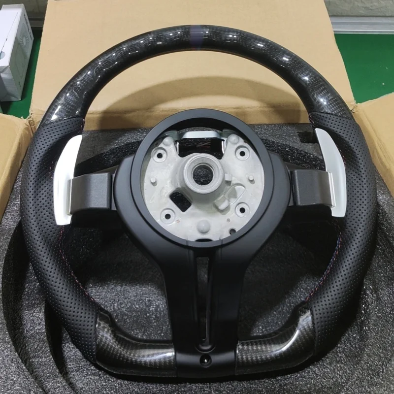 Volante de fibra de carbono para BMW M M3 M5 M6 F01 F02 F06 F07 F10 F11 F12 F13 F30 F32 F80 F91 E90 E91 E92 accesorios para coche