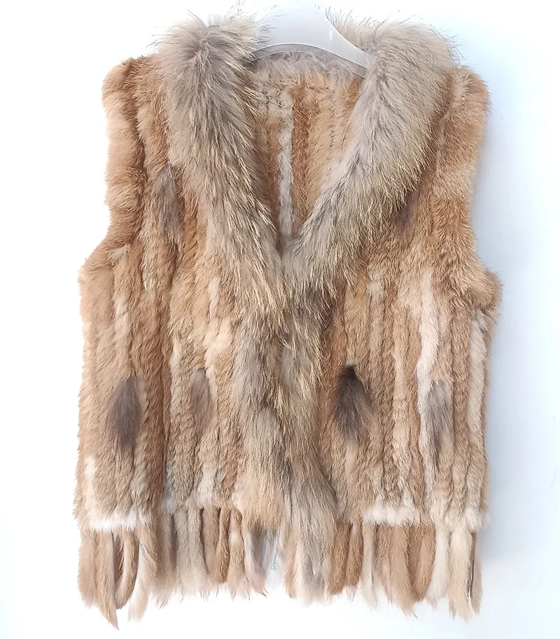 2025 herbst Gestrickte Echt Kaninchen Fell Weste Frauen Warme Winter Echten Pelz Gilets Weibliche Causual Echtes Pelz Weste
